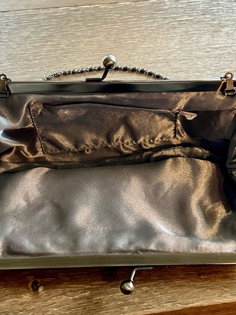 Elegant Gray  Beaded Lace Evening Clutch with Chain - Picture 4 of 7